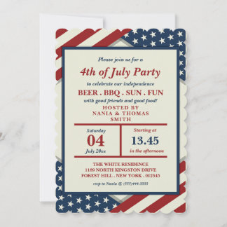 Glad amerikansk självständighetsdag inbjudningar