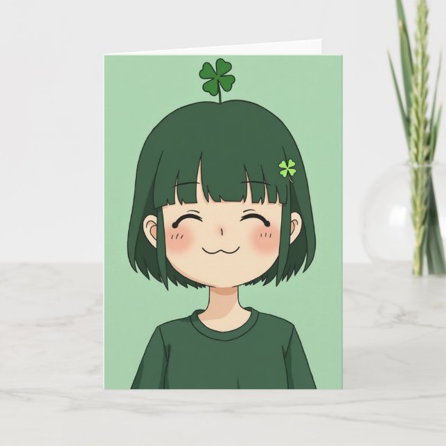 Glad Animeflicka Porträttkort Kort (Framsida)