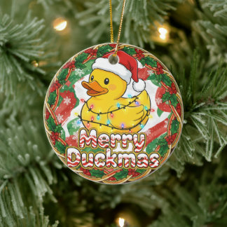 Glad ankdagen Rolig jultomte gummianka jul Julgransprydnad Keramik