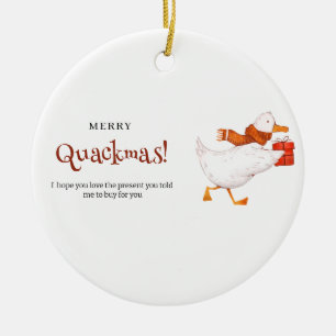 Glad ankdagen! Roligt ank-julkort, minimalistisk Julgransprydnad Keramik