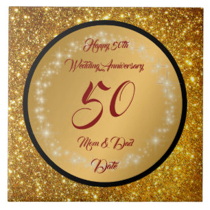 Glad Anpassa Guld Glitter 50-årsjubileum Kakelplatta
