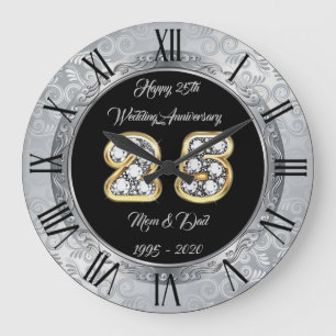 Glad Anpassa Silver 25-årsjubileum Stor Klocka