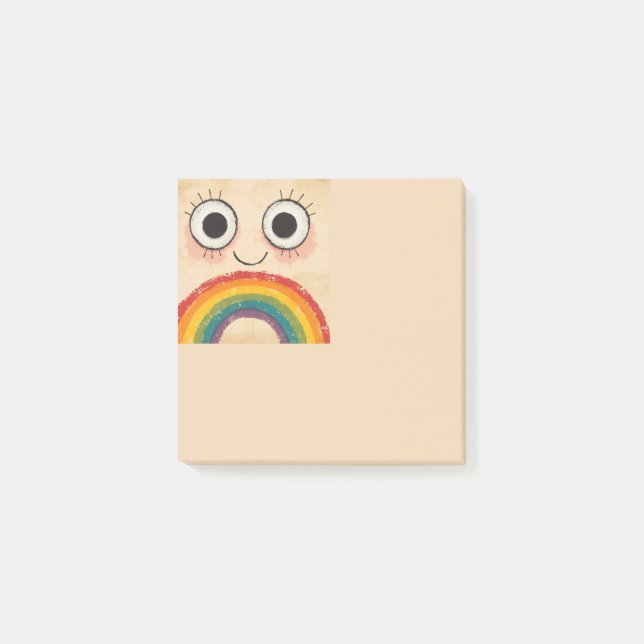 GLAD ANSIKTE REGNBÅGE POST-IT BLOCK (Framsida)