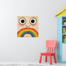 GLAD ANSIKTE REGNBÅGE POSTER