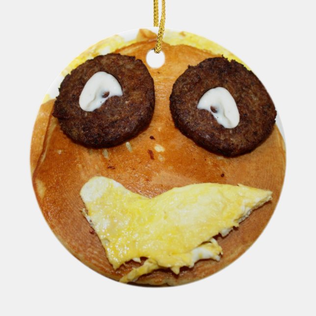 Glad Ansiktsfrukost Julgransprydnad Keramik (Framsidan)