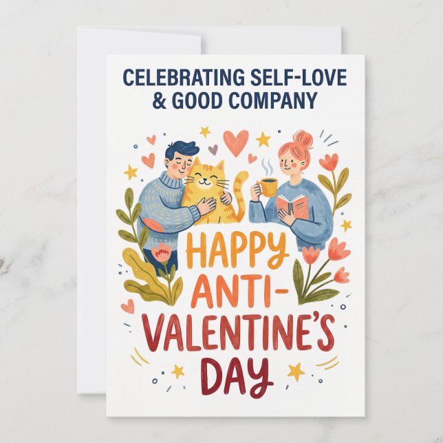 Glad Anti-Valentinsdag Illustration Julkort (Framsida)