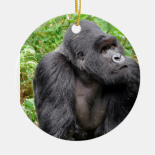 Glad apa julgransprydnad keramik
