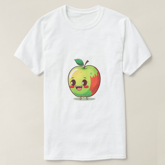 Glad Apple T-Shirt | Söt Tecknad Fruktgrafik (Design framsida)