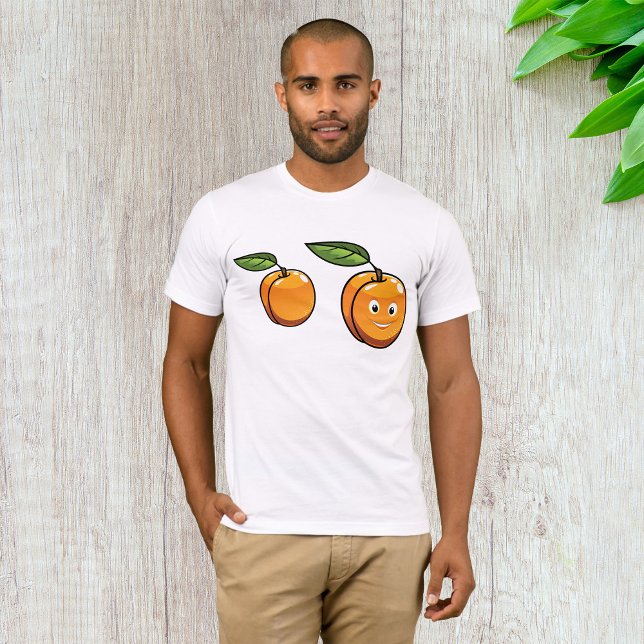 Glad Aprikosfrukt med blad Leende Ansikte T Shirt (Skapare uppladdad)