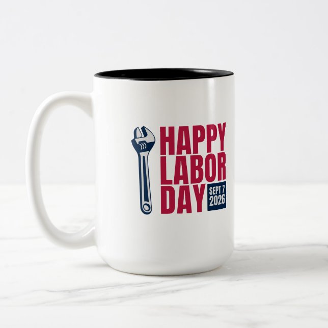Glad arbetsdag 2026 Skruvnyckel Kaffe Mugg (Vänster)
