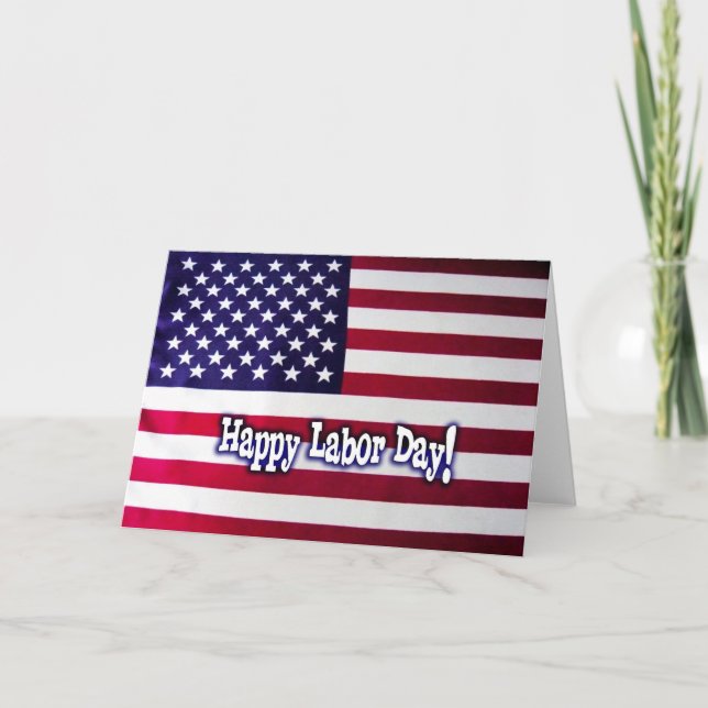 Glad arbetsdag - Amerikansk flagga Kort (Framsida)