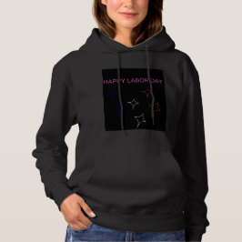 Glad arbetsdag Patriotiska stjärnor svart hoodie T Shirt