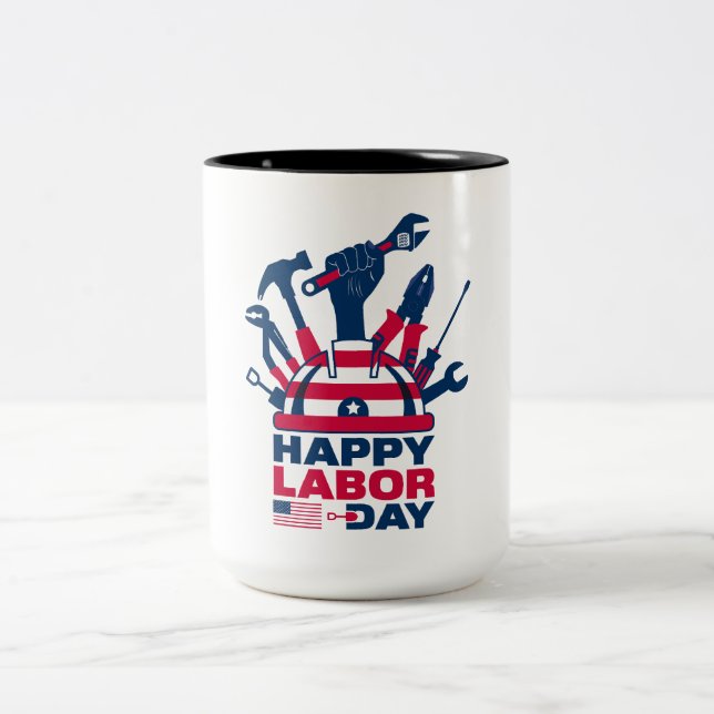 Glad arbetsdag, USA-helgdag Två-Tonad Mugg (Center)