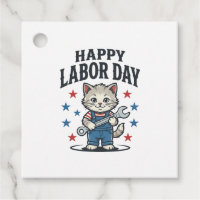 Glad arbetsdagen katt arbetare patriotisk vintage 