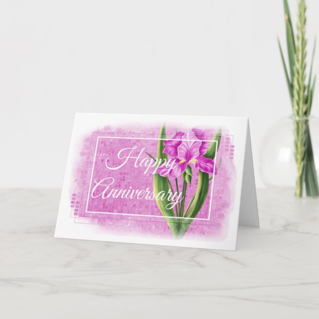 Glad årsdagskort - Rosa Iris d1 Kort (Framsida)