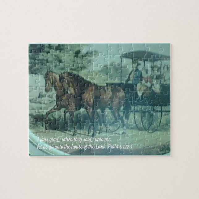 Glad att gå till kyrkan pussel (Horisontell)