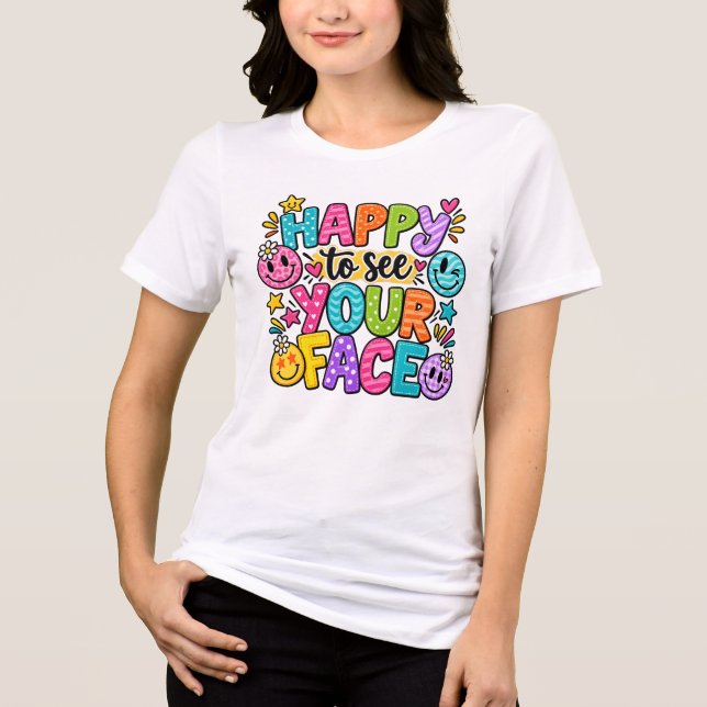 Glad att se din ansiktsplåster Smiley Art T Shirt (Framsida)