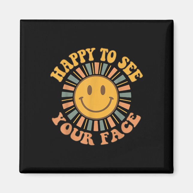Glad att se ditt ansikte Retro Glad lärare tillbak Magnet (Framsidan)