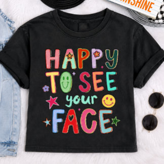 Glad att se ditt ansikte Retro Smiley Grafisk T-sh T Shirt