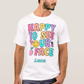 Glad att se ditt ansikte Söt Retro Lärare T Shirt