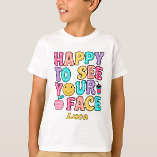 Glad att se ditt ansikte Söt Retro Lärare T Shirt