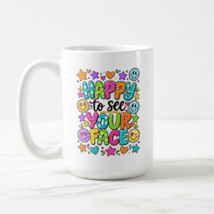 Glad att se ditt färgglada smiley-citat kaffemugg