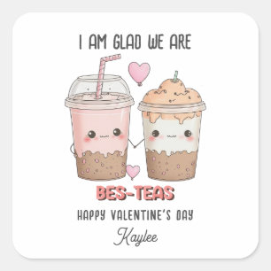 Glad att vi är Bes-teas KID Valentines day Classro Fyrkantigt Klistermärke