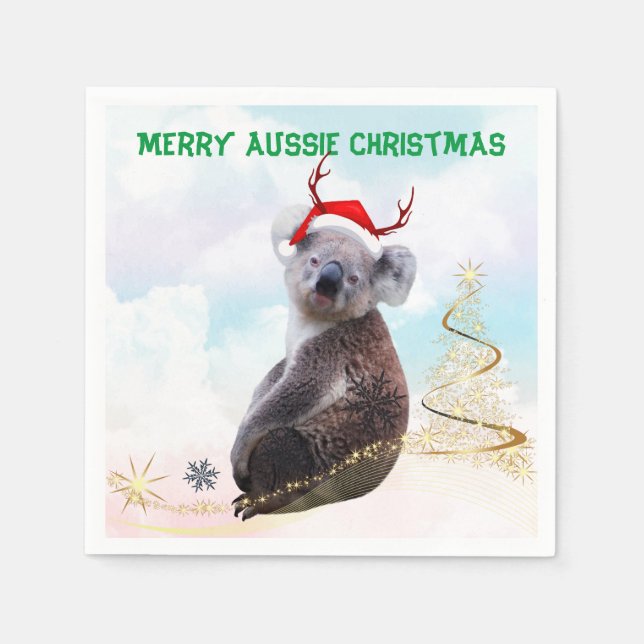 Glad Aussie jul koala  Pappersservett (Framsidan)