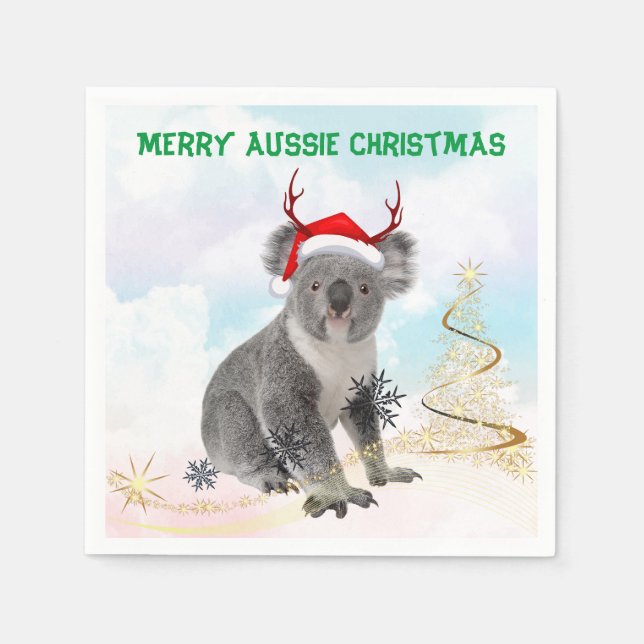 Glad Aussie jul koala  Pappersservett (Framsidan)