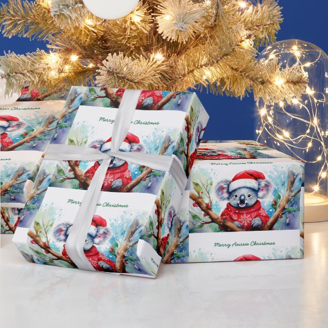 Glad Aussie jul Koala  Presentpapper (Helgdagar)