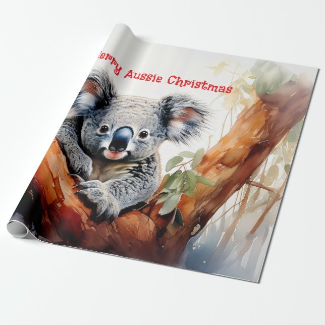 Glad Aussie jul Koala  Presentpapper (Utrullad)