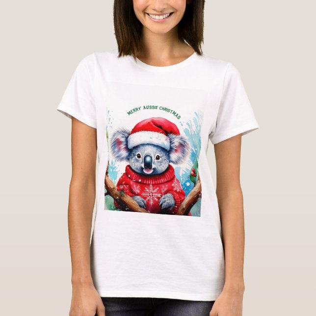 Glad Aussie jul Koala  T Shirt (Framsida)