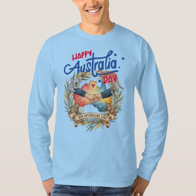 Glad australiens dag Enhets Vilda Liv Långärmad T Shirt (Framsida)