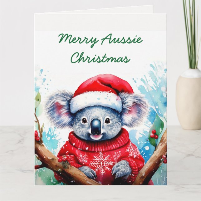 Glad australiensisk jul koala  kort (Framsida)