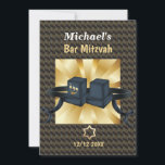 Glad Bar Mitzvah 20XX Guld Dekorativ Inbjudningar<br><div class="desc">Glad Bar Mitzvah 20XX Grattiskort,  Inbjudan med mall. Guld färg. Modern design.  Religiösa händelser Bar Mitzvahs. Inbjudningar & Brevpapper > Inbjudningar & Annonser</div>