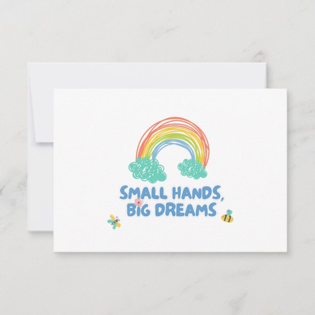 Glad barn dag Små händer, Stora Drömmar Tack Kort (Framsida)