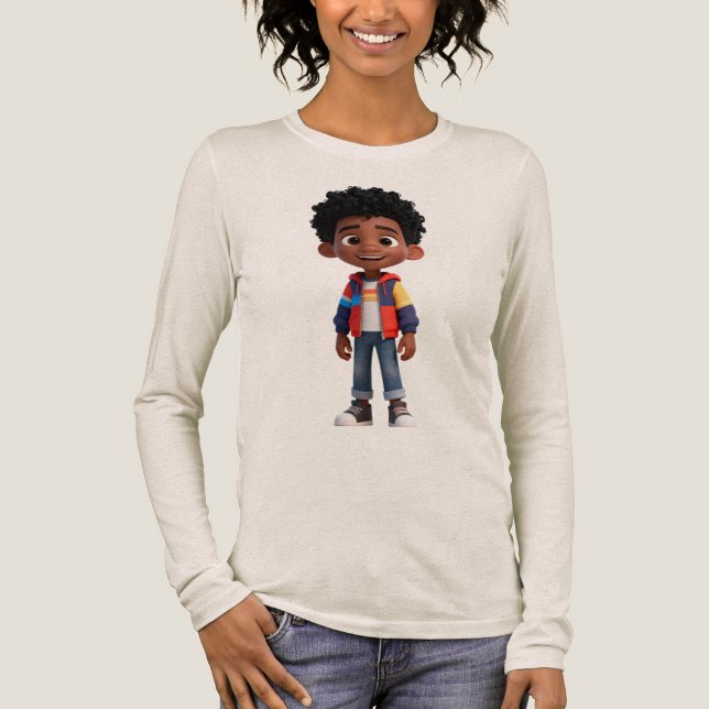 Glad Barn Regnbågsjacka 3D Karaktär Långärmad T Shirt (Framsida)