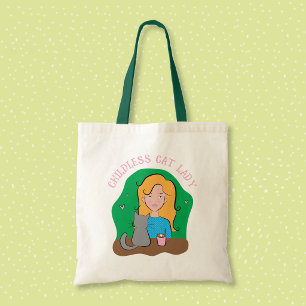 Glad barnlös kattdamtotebag tygkasse