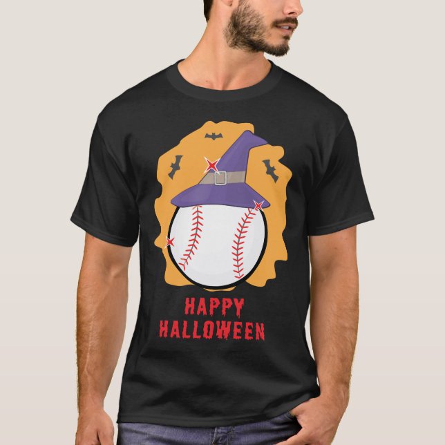 Glad baseball Halloween - Rolig T Shirt (Framsida)