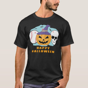 Glad baseboll Halloween - Kuslig dödskalle och pum T Shirt