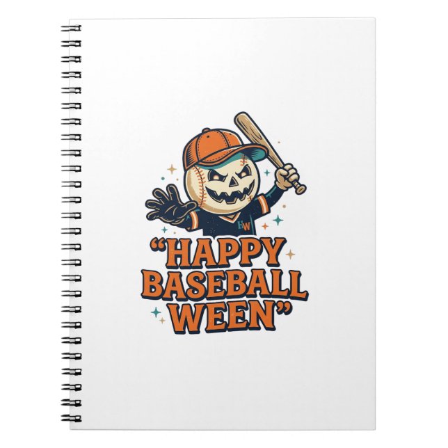 Glad Baseboll Ween Vintage Halloween Baseboll Des Anteckningsbok (Framsidan)