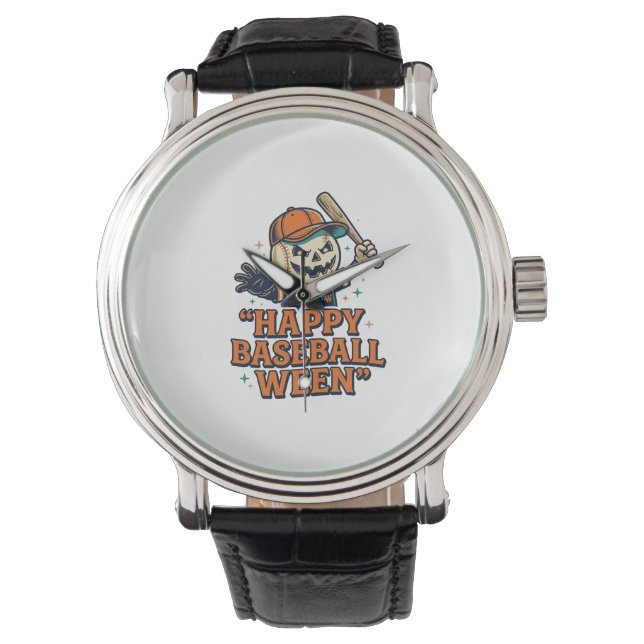 Glad Baseboll Ween Vintage Halloween Baseboll Des Armbandsur (Framsida)