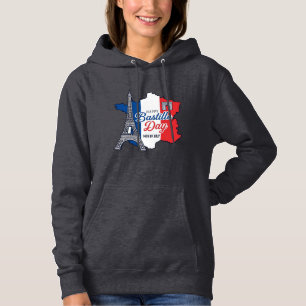 Glad Bastilledagen Frankrike Karta Eiffeltornet Ve T Shirt
