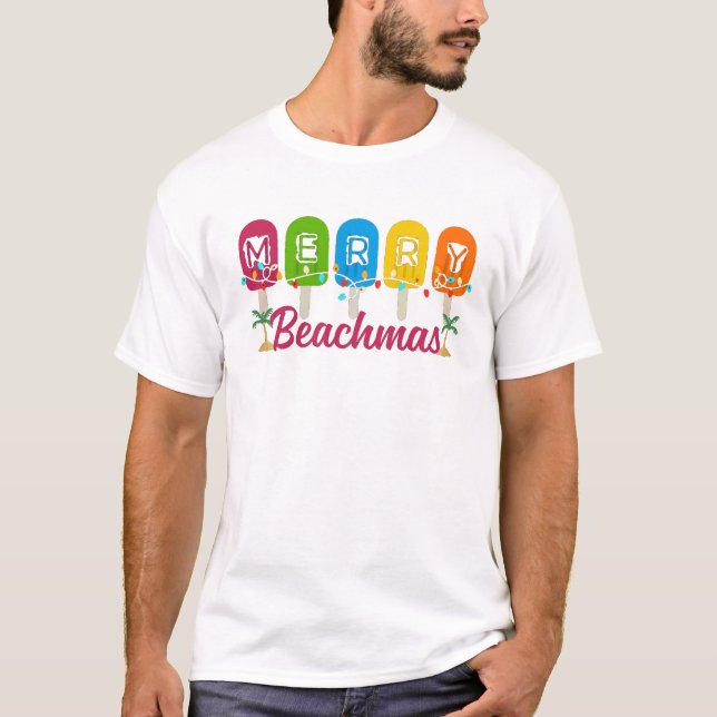Glad Beachmas jul i juli t-shirt (Framsida)