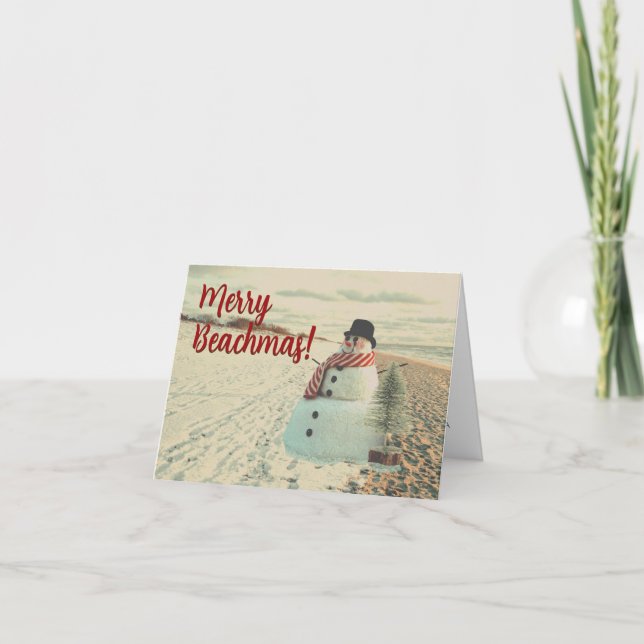 Glad Beachmas - Vintage Sandy Tomte -  Helgkort (Framsida)