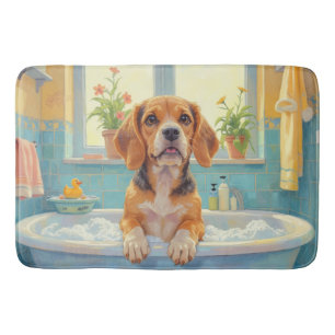 Glad Beagle Badtid Lycklig Badrumsdekor Badrumsmatta