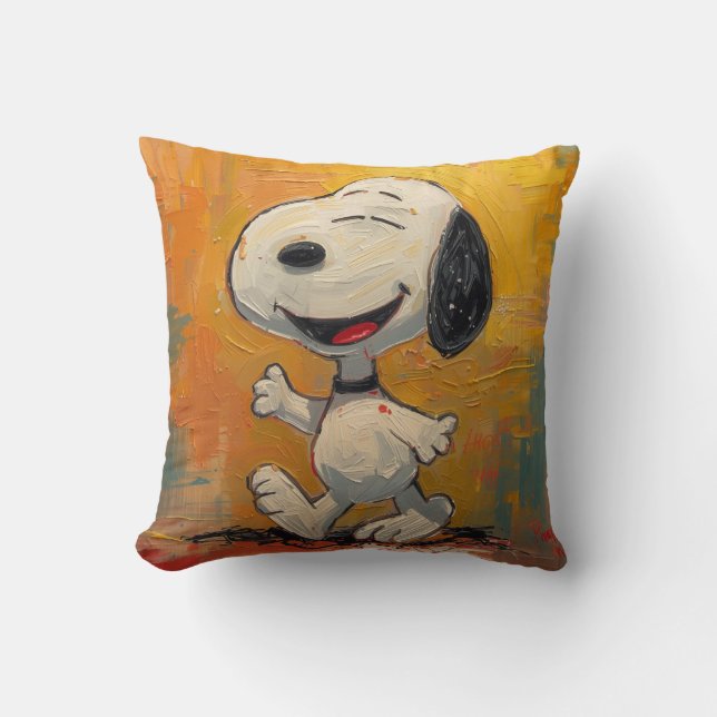 Glad Beagle Hund Pop Art Målning Kudde (Framsida)