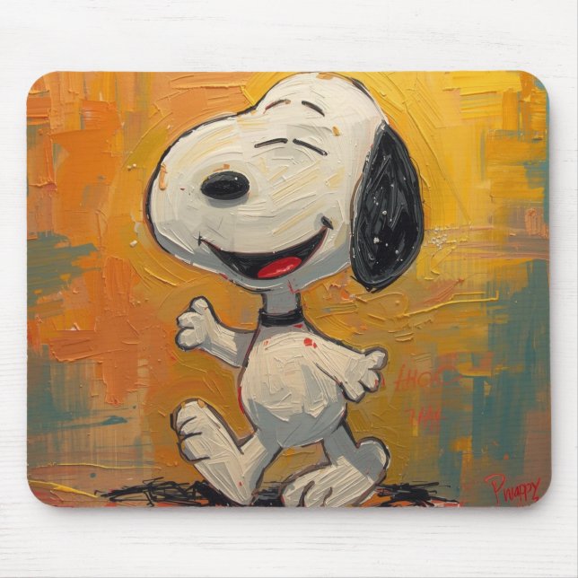 Glad Beagle Hund Pop Art Målning Musmatta (Framsidan)