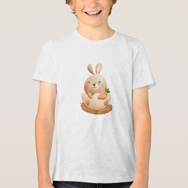 Glad bebis kanin i ägg illustration t shirt (Framsida)