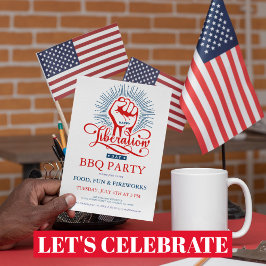 Glad befrielsedags fyrverkeri grillfest inbjudan